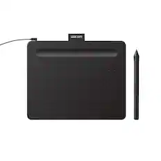 Front. Wacom - Intuos Small Wired Graphics Drawing Tablet, Includes Training & Software; Works w/ Chromebook Mac Android & Windows - Black.