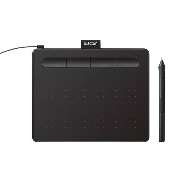 Wacom - Intuos Small Wired Graphics Drawing Tablet, Includes Training & Software; Works w/ Chromebook Mac Android & Windows - Black