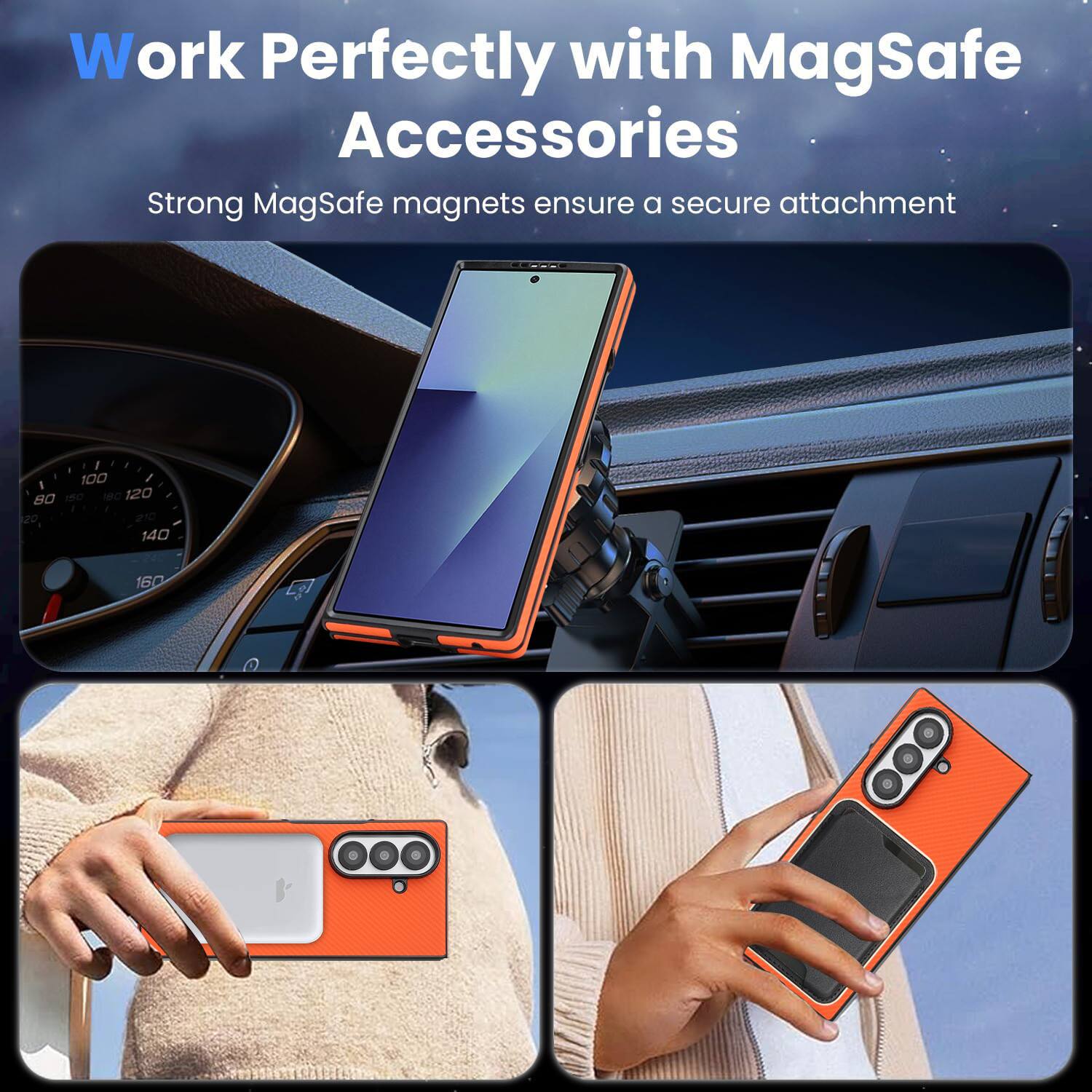 Work Perfectly with MagSafe Accessories  
Strong MagSafe magnets ensure a secure attachment