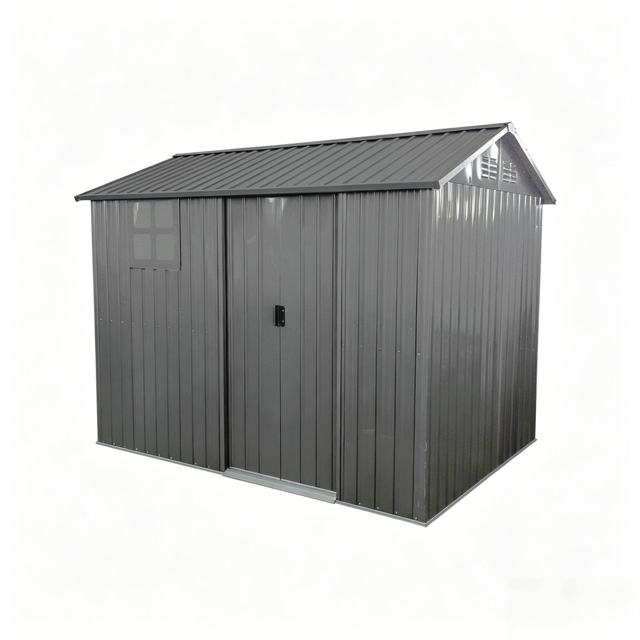 Alt View 7. Loheer - Loheer 8x6 Metal Shed Galvanized Steel Outdoor Storage Heavy Duty Tool Shed with Sliding Door Gray.