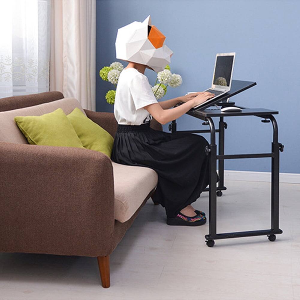 Alt View 4. Homhougo - Mobile Laptop Desk - Adjustable Height Cart Table with Wheels, Ideal for Over-the-Bed Workstation - Black 80cm.