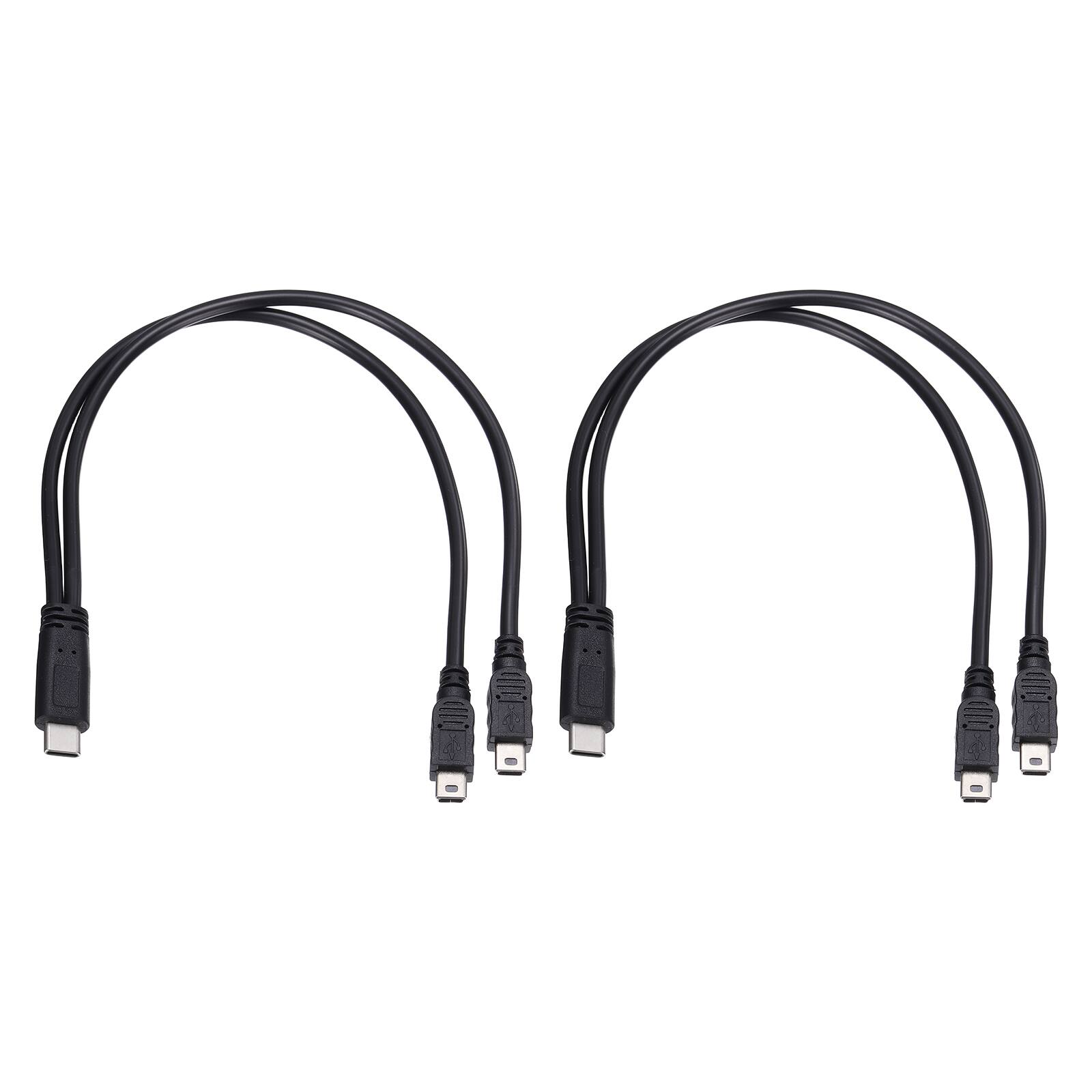 Front. Unique Bargains - 2pcs Type C 2-in-1 Splitter Charging Cable Cord 11.8" for USB-C Devices - Black.