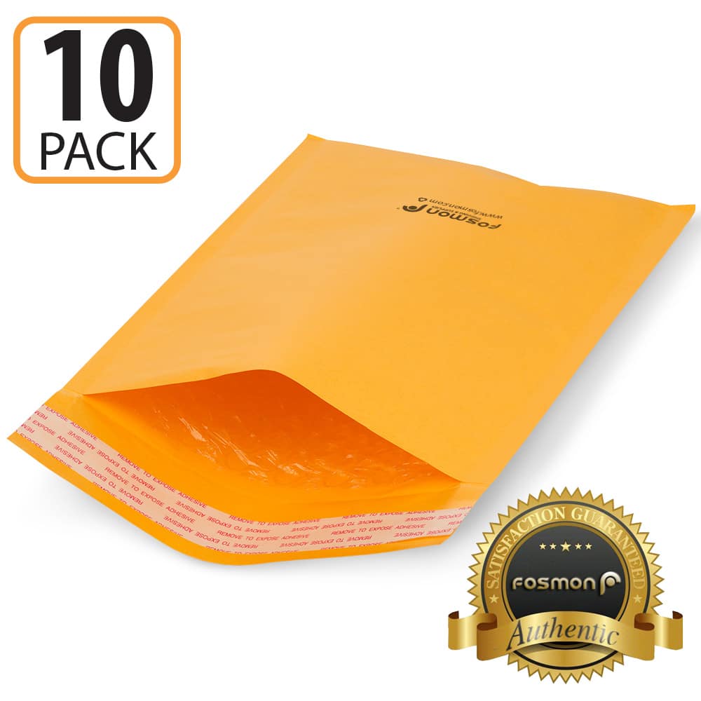 "Fosmon - #0 Kraft Bubble Mailer 6.5"" x 10"", Extra Wide Padded Shipping Envelopes, 6.5 x 9"" Usable Size - 10 Pack - Orange" price history on PriceWatchPro