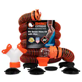 Camco - RhinoEXTREME 20 Ft Sewer Hose Kit with 360 Degree Clear Swivel Wye Fitting