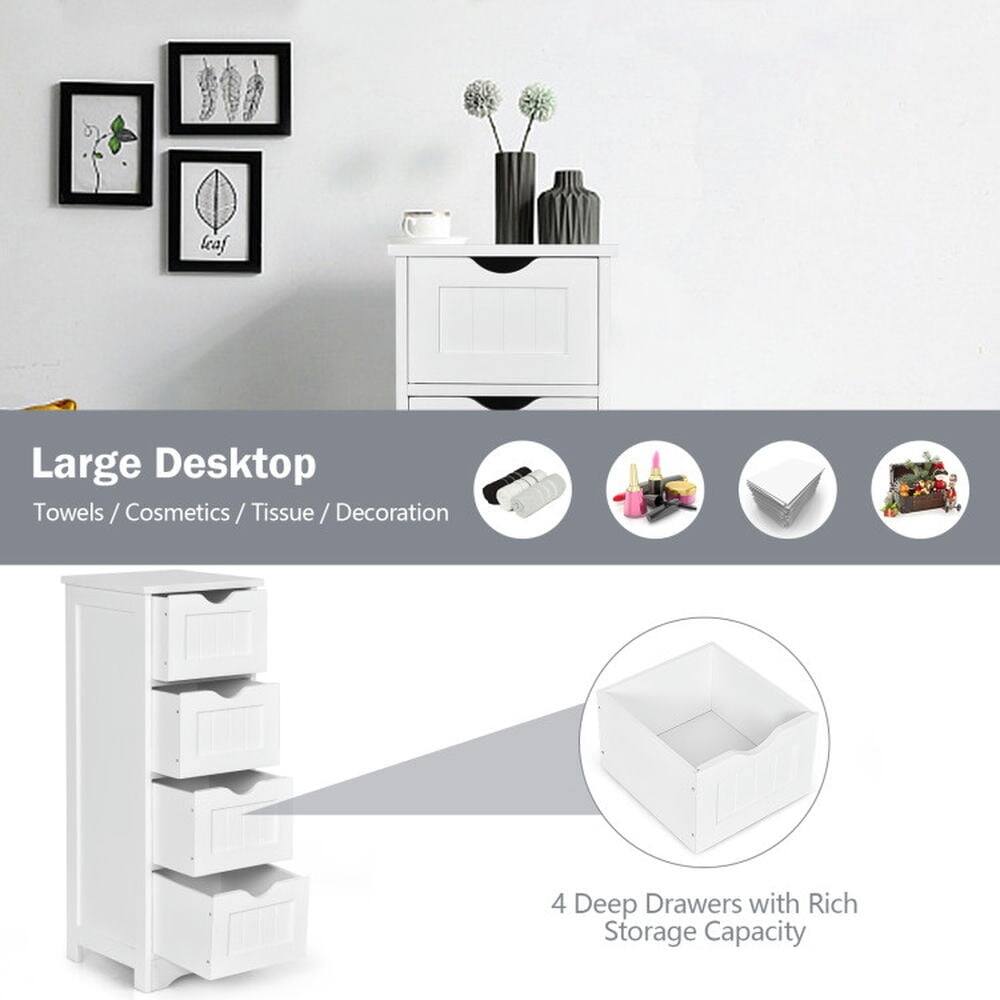 Large Desktop Towels / Cosmetics / Tissue / Decoration  
4 Deep Drawers with Rich Storage Capacity