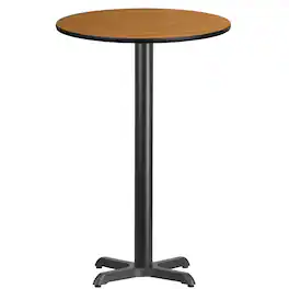 Emma + Oliver - 24" Round Laminate Table Top with 22"x22" Bar Height Table Base - Natural