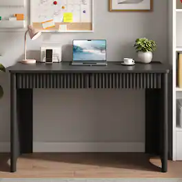 Bestier - 47 inch Home Office Desk with Drawers, Compact Computer Desk with Storage, Modern Office Desk for Home Workspace - Black