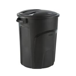 Hivvago - 32-Gallon Plastic Indoor Outdoor Trash Can with Lid - Made in USA - Black