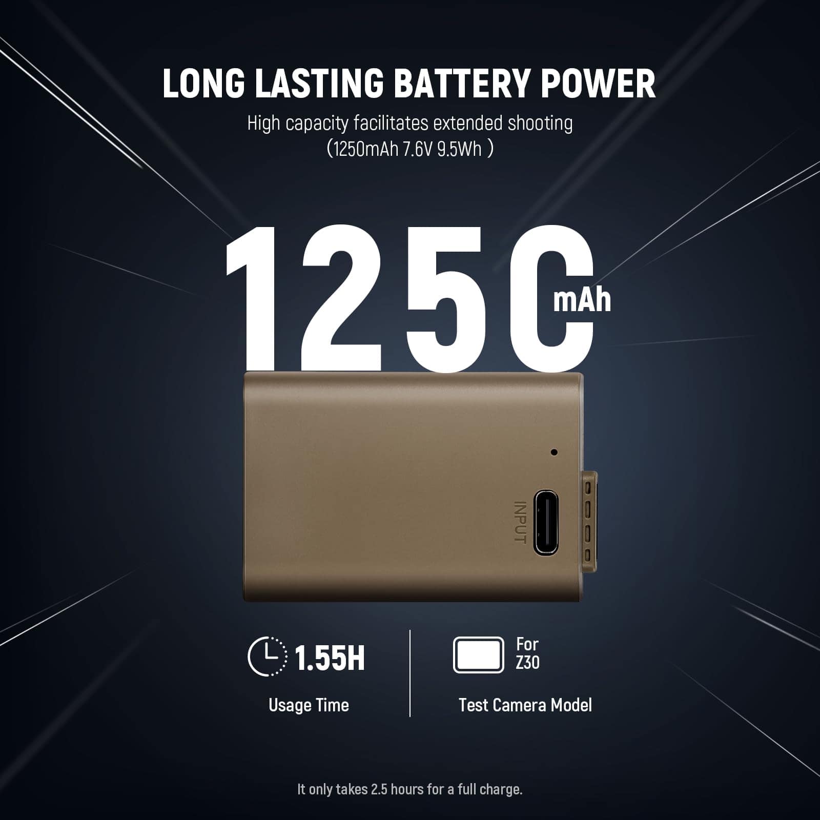 Neewer 1250mAh EN EL25 Replacement Battery for Nikon Zfc/Z30/Z50