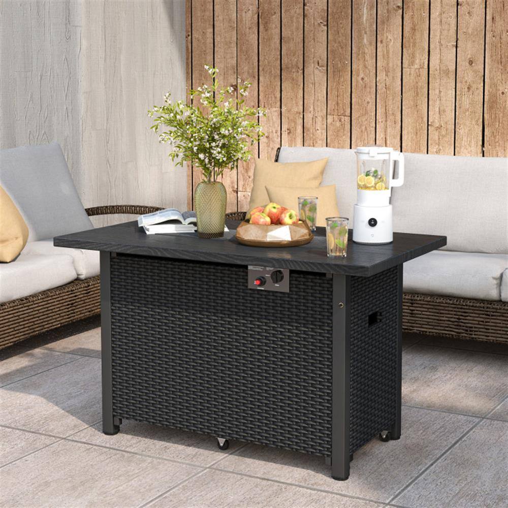 Alt View 4. Kadyn - Fire Pit Outdoor Smokeless Fire Pit50000 BTU 2 Inch ropane Gas Fire Pit Table with Wind Guard and Glass RocksBlack - Black.