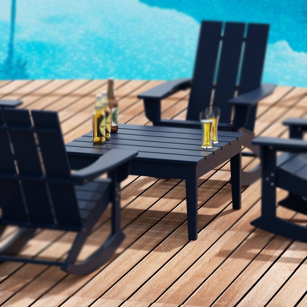 Angle. WestinTrends - WestinTrends Ashore Outdoor Patio Modern Adirondack Conversation Table - Navy Blue.