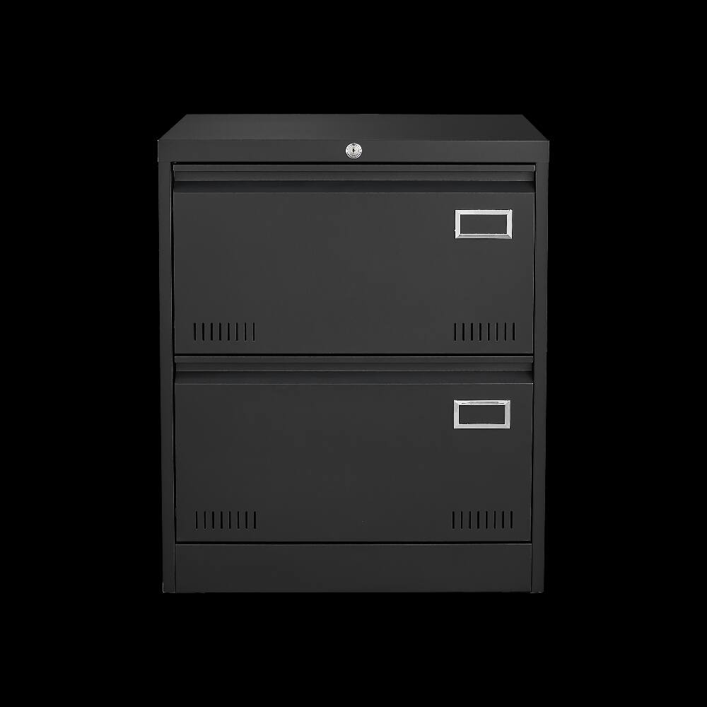 Alt View 9. Loheer - Loheer 2 Drawer Lateral File Cabinet with Lock Black Metal Filing Cabinet for Home Office Legal Letter A4 Size.