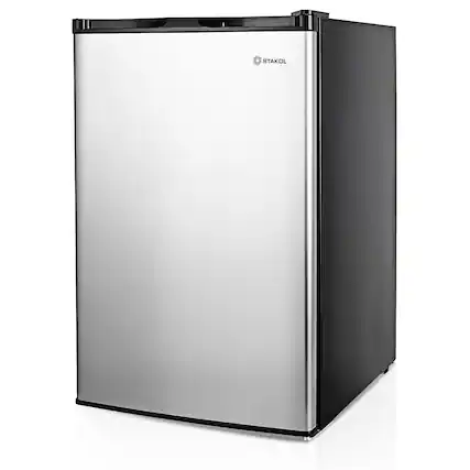Front. Costway - STAKOL 3 cu.ft. Compact Upright Freezer w/Single Stainless Steel Door Removable Shelves - Silver.