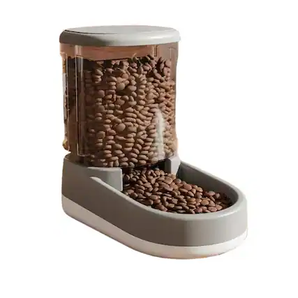 Front. Cluzine - Battery Powered Automatic Pet Feeder for Dogs & Cats, No Plug Needed - Gray.