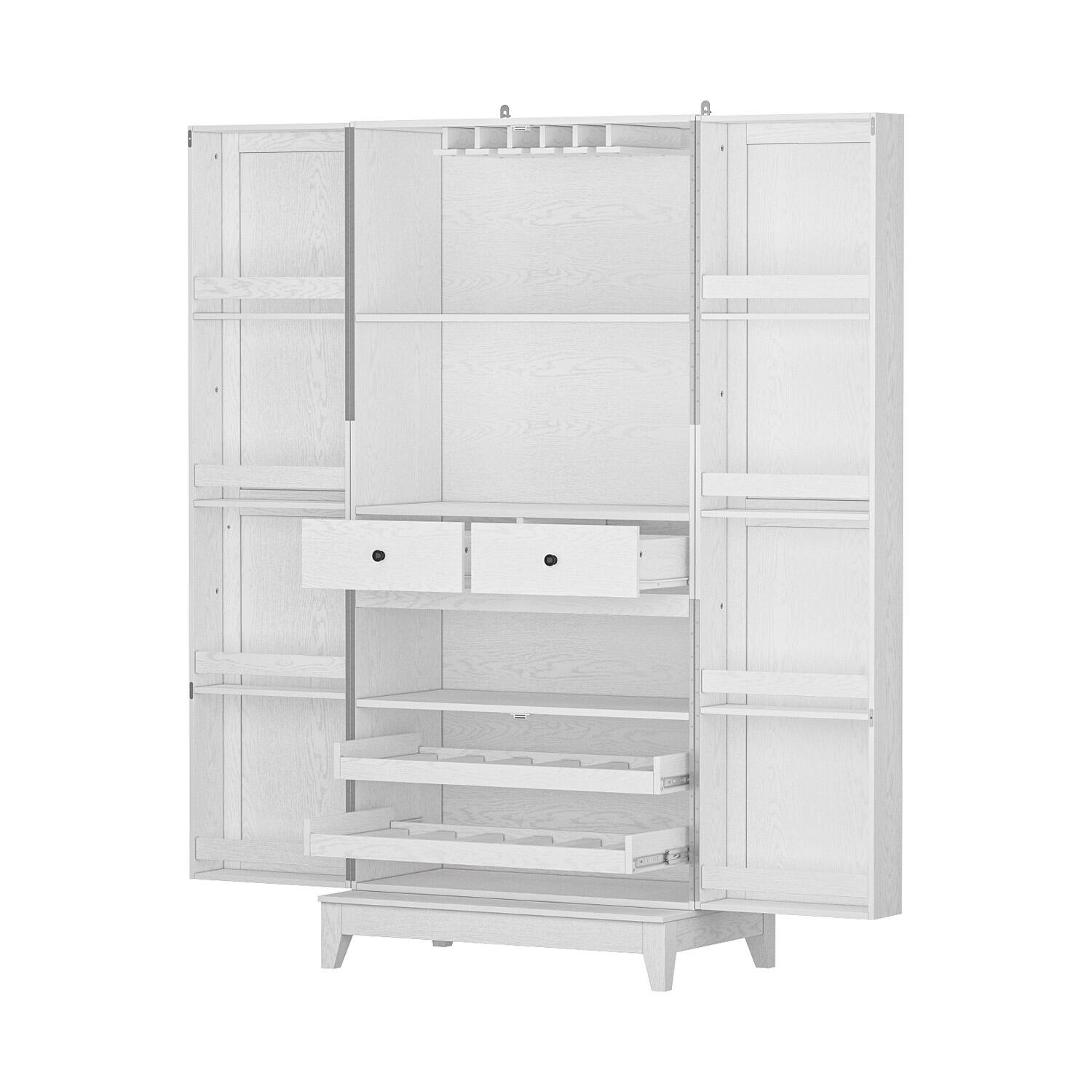 Angle. FUFU & GAGA - FUFU&GAGA Multi - Functional Kitchen Pantry Wine Storage Smart Organization Sideboards - White.