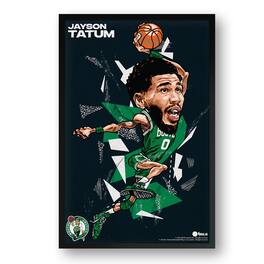 Sporticulture - Jayson Tatum Boston Celtics Framed 27" x 39" Player Caricature Art - Multicolor