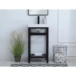 Elegant Kitchen and Bath - 18 inch Single Bathroom Metal Vanity - Black