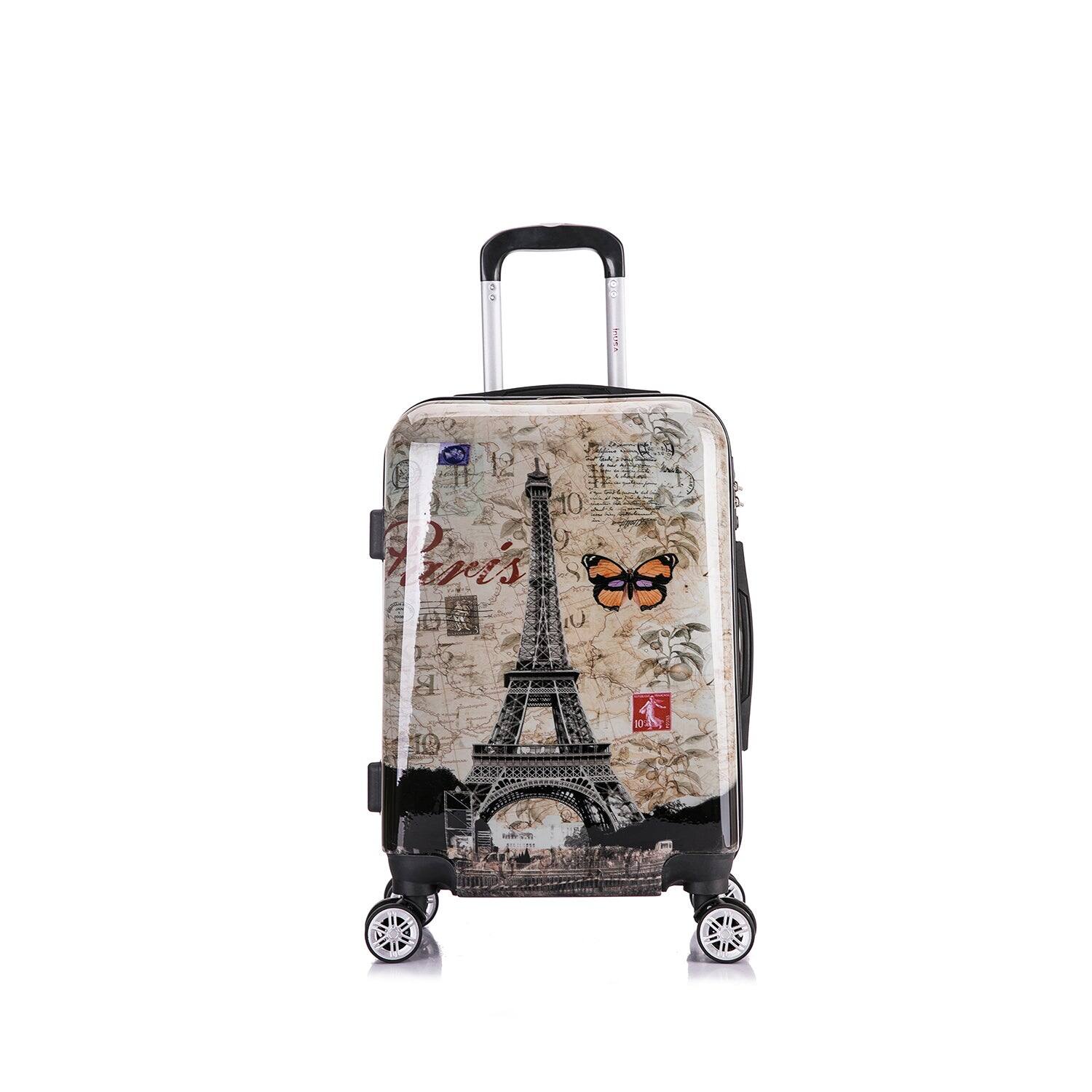 Angle. InUSA - Paris Prints Lightweight Hardside Spinner Luggage 20" Carry-on - PARIS.
