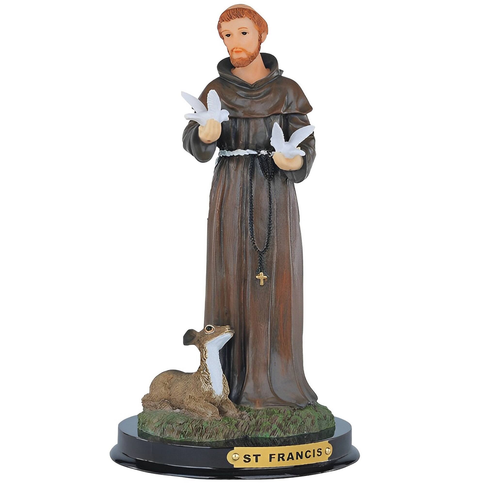 Front. FC Design - FC Design 9"H Saint Francis with Deer and Doves Holy Figurine Statue Desk Tabletop Home Decor Gift - Multi-Color.