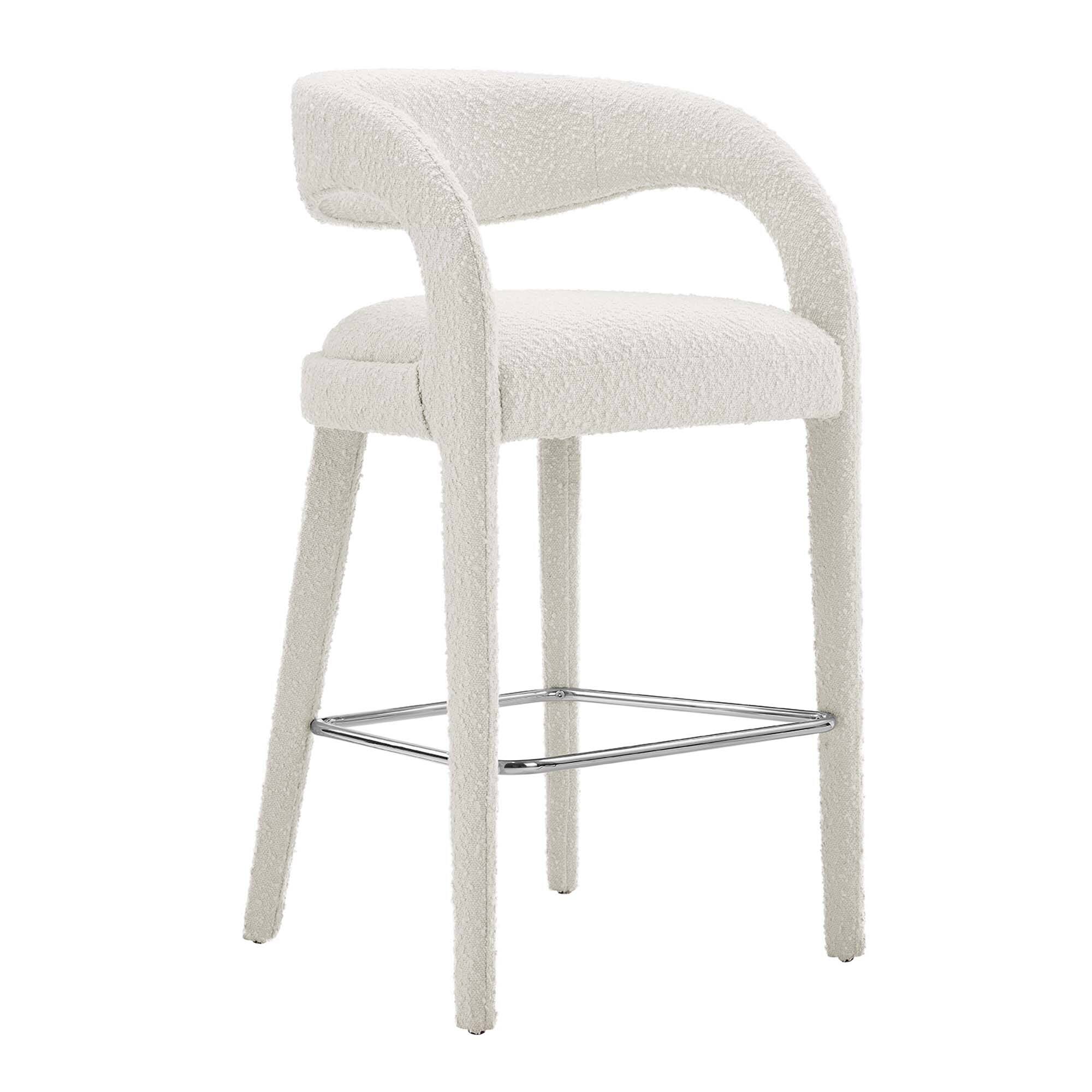 Alt View 2. Modway - Pinnacle Boucle Upholstered Bar Stool Set of 2 by Modway - Ivory Silver.