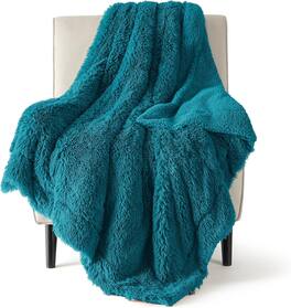 blue - Paaaawaters Fluffy Fuzzy Faux Fur Throw Blanket for Couch, Soft Sherpa Fleece Cozy Gifts for Women - color:21-Teal+size:Throw(50"x60")