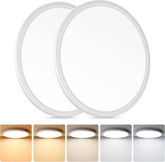 Front. Nordic Hygge - 12-Inch LED Flush Mount Ceiling Light Fixture 24W 3200LM Super Slim Dimmable in White (2 Pack).