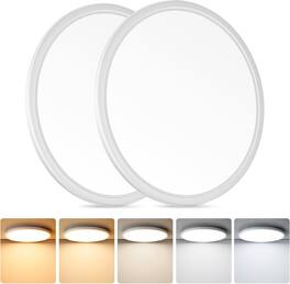 Nordic Hygge - 12-Inch LED Flush Mount Ceiling Light Fixture 24W 3200LM Super Slim Dimmable in White (2 Pack)