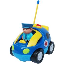 JuzToys - Remote Control Car, 4" Cartoon RC Police Car Remote Control Toy for Toddlers - Blue