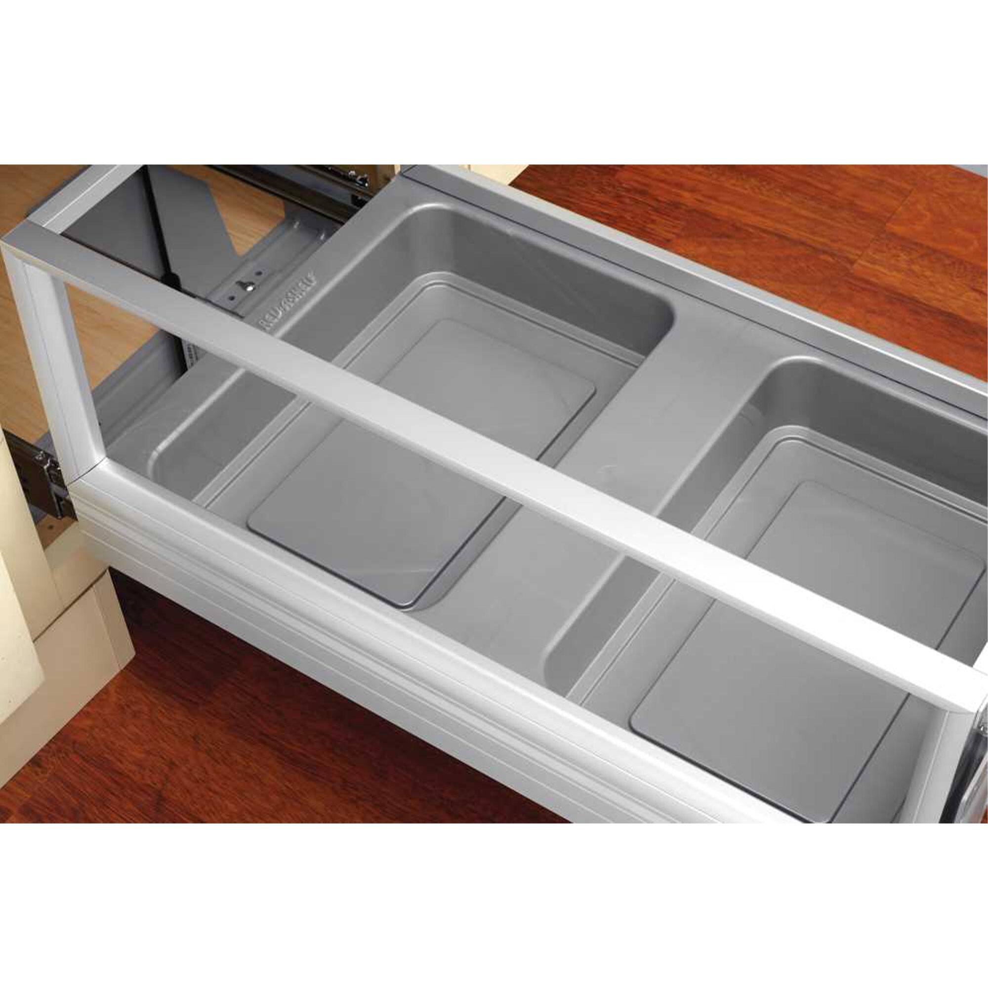 Alt View 3. Rev-A-Shelf - Rev-A-Shelf Double Pullout Kitchen Trash Can 50 qt., Silver, 5149-2150DM-217 - Silver.