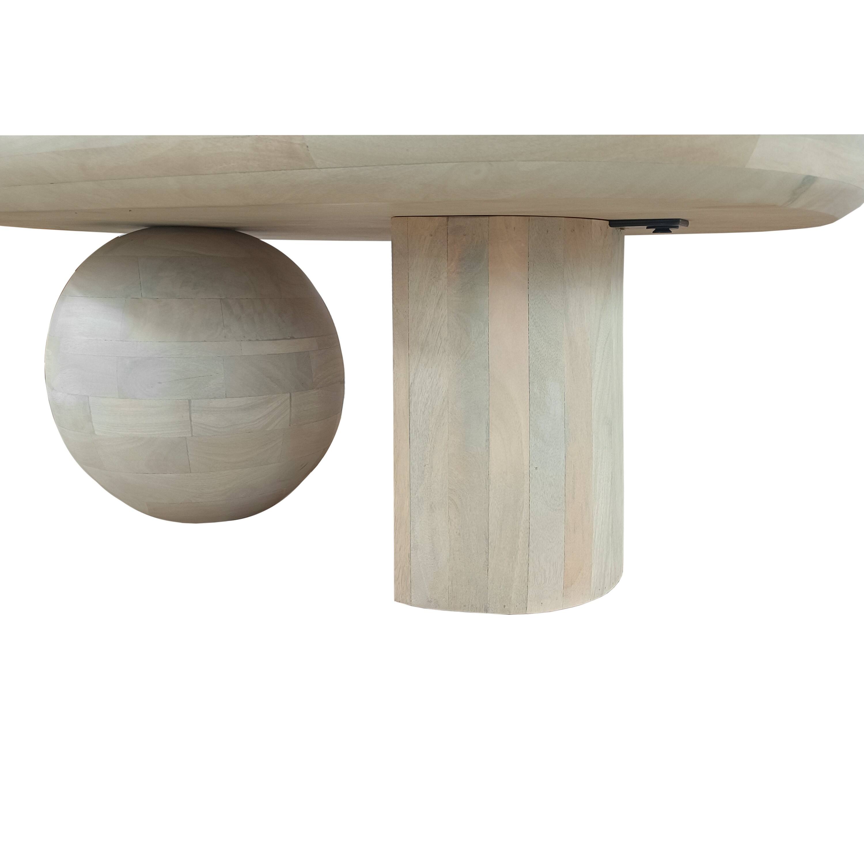 Alt View 1. Manhattan Lane - 38 Inch Coffee Table, Oblong Mango Wood Top with a Modern Ball Leg - White.