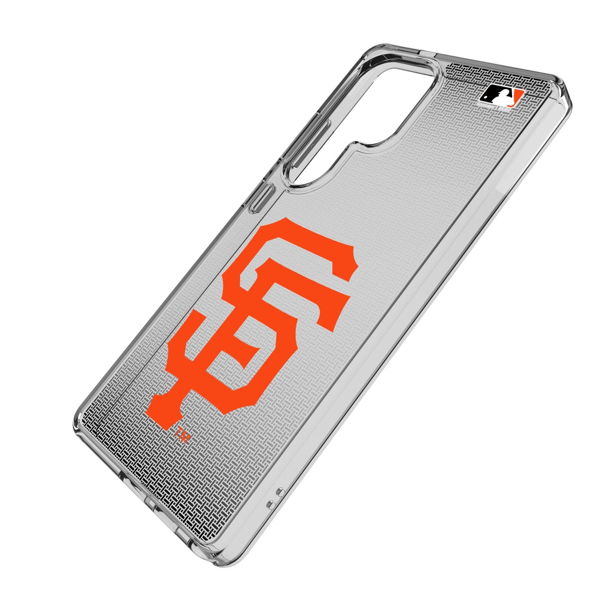 Alt View 1. Keyscaper - San Francisco Giants Linen Logo Galaxy Clear Case - S23 - Multicolor.