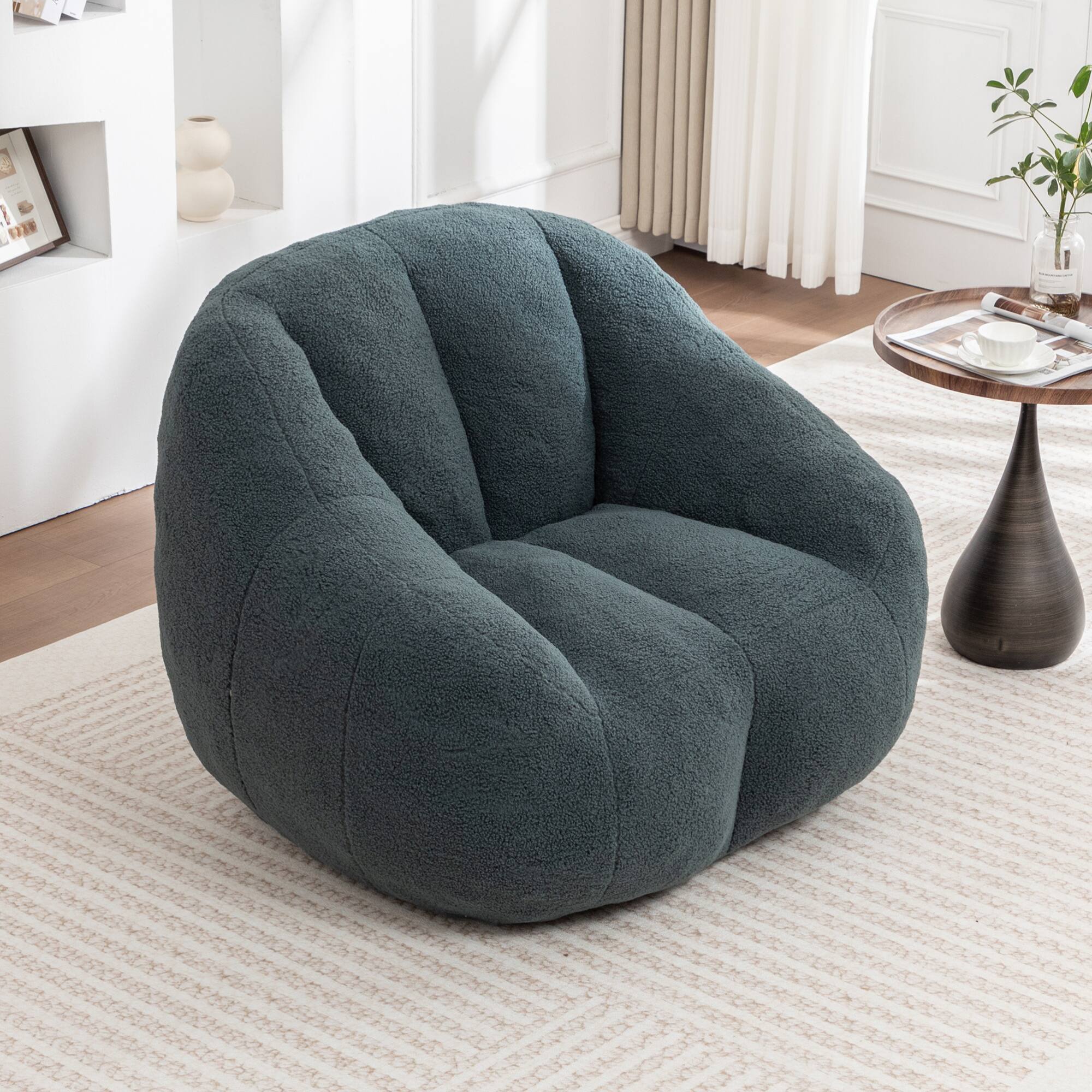 Alt View 5. GOODSILO - Large Faux Fur Bean Bag Chair with Memory Foam Filling for Ultimate Comfort and Support - Green.