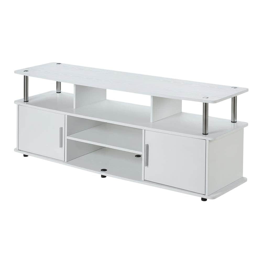 FurniFact - TV stand with particle board and stainless steel accents, modern design - White price history on PriceWatchPro