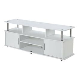 FurniFact - TV stand with particle board and stainless steel accents, modern design - White