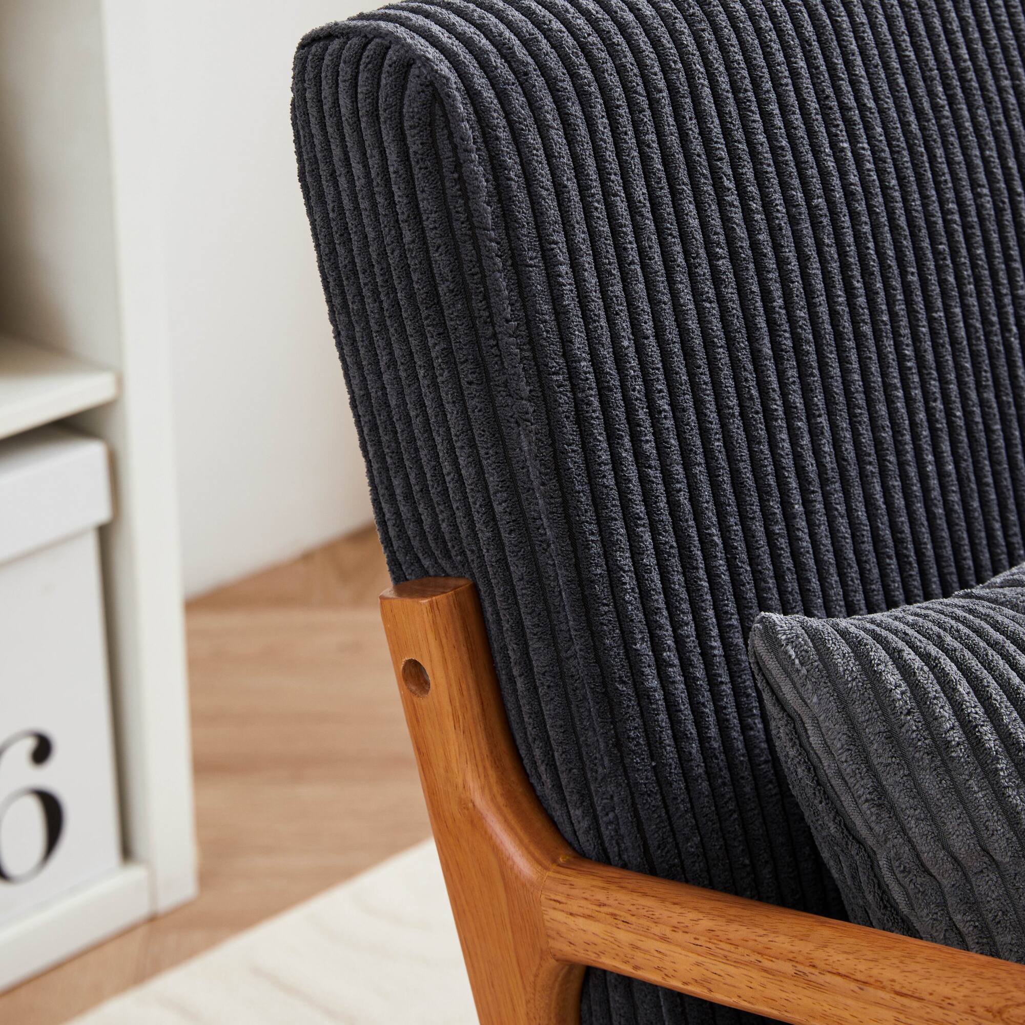 Alt View 6. GOODSILO - Mid-Century Modern Accent Arm Chair with Upholstered Cushion and Solid Wood Frame for Living Room or Bedroom - Antique Dark Grey.