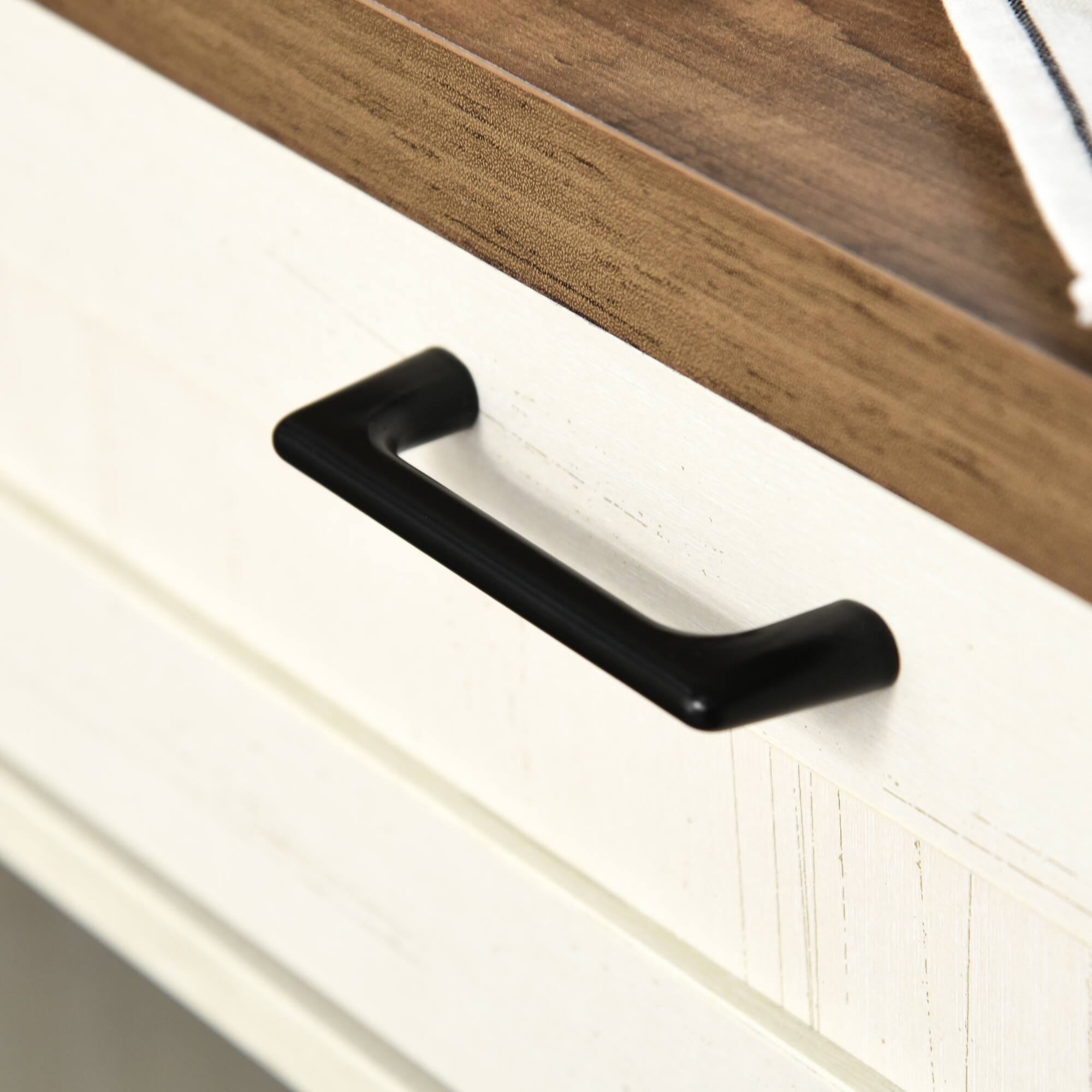 Alt View 8. Homcom - Farmhouse Sideboard Buffet Cabinet, Rustic Barn Door Kitchen Cabinet, Accent Cabinet with Storage for Living Room - Distressed White.