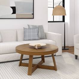 Plank+Beam - Classic Round Coffee Table (36in x 36in / 910mm x 910mm) - Pecan Wirebrush