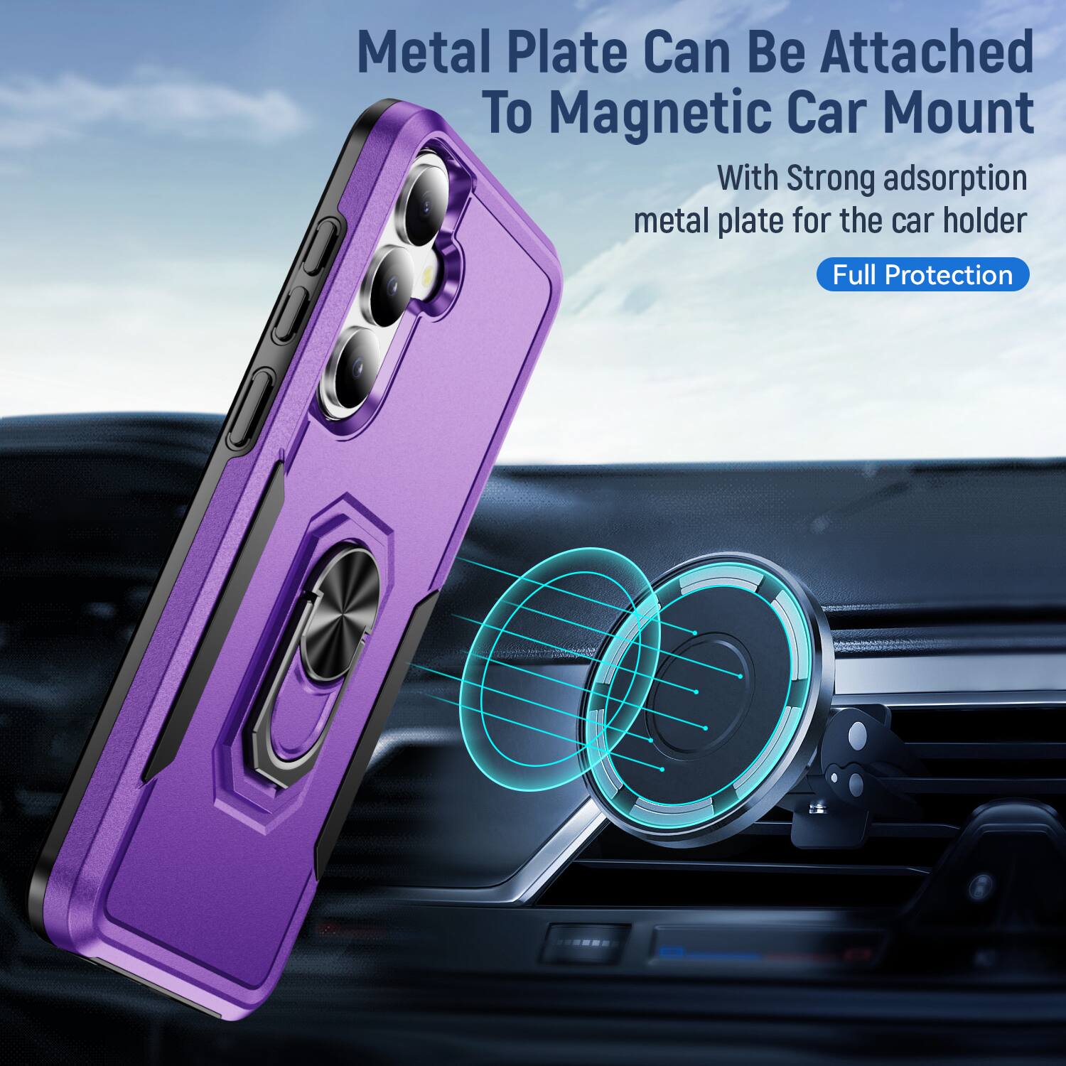 Metal Plate Can Be Attached To Magnetic Car Mount

With Strong adsorption metal plate for the car holder

Full Protection