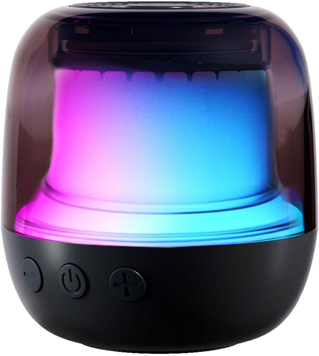 Stamp n Camp - Portable Bluetooth Speaker with RGB Light Rotating Design Lanyard for Shower Car Bike Indoor Outdoor - Black-1PCS