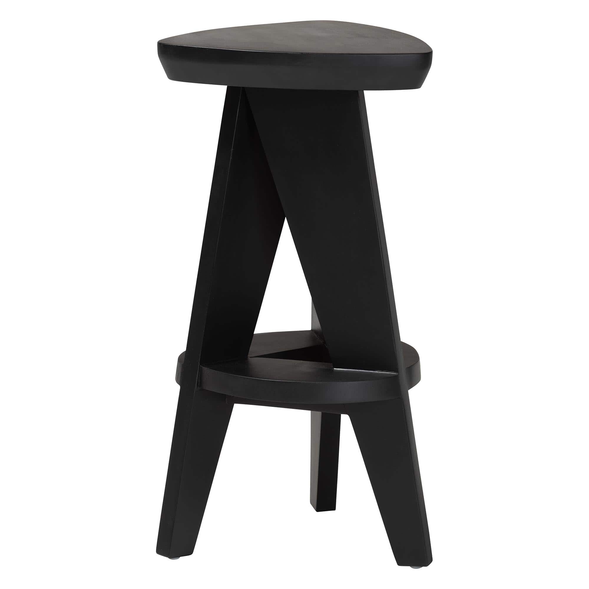 bali & pari - Roy Wood Counter Stool - Sculptural Backless Accent Stool with Geometric Base and Integrated Footrest - Black price history on PriceWatchPro