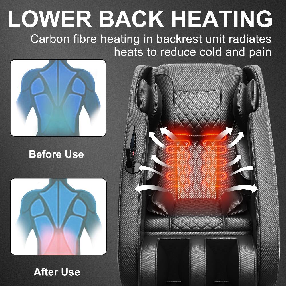 LOWER BACK HEATING  
Carbon fibre heating in backrest unit radiates heat to reduce cold and pain

Before Use  
After Use