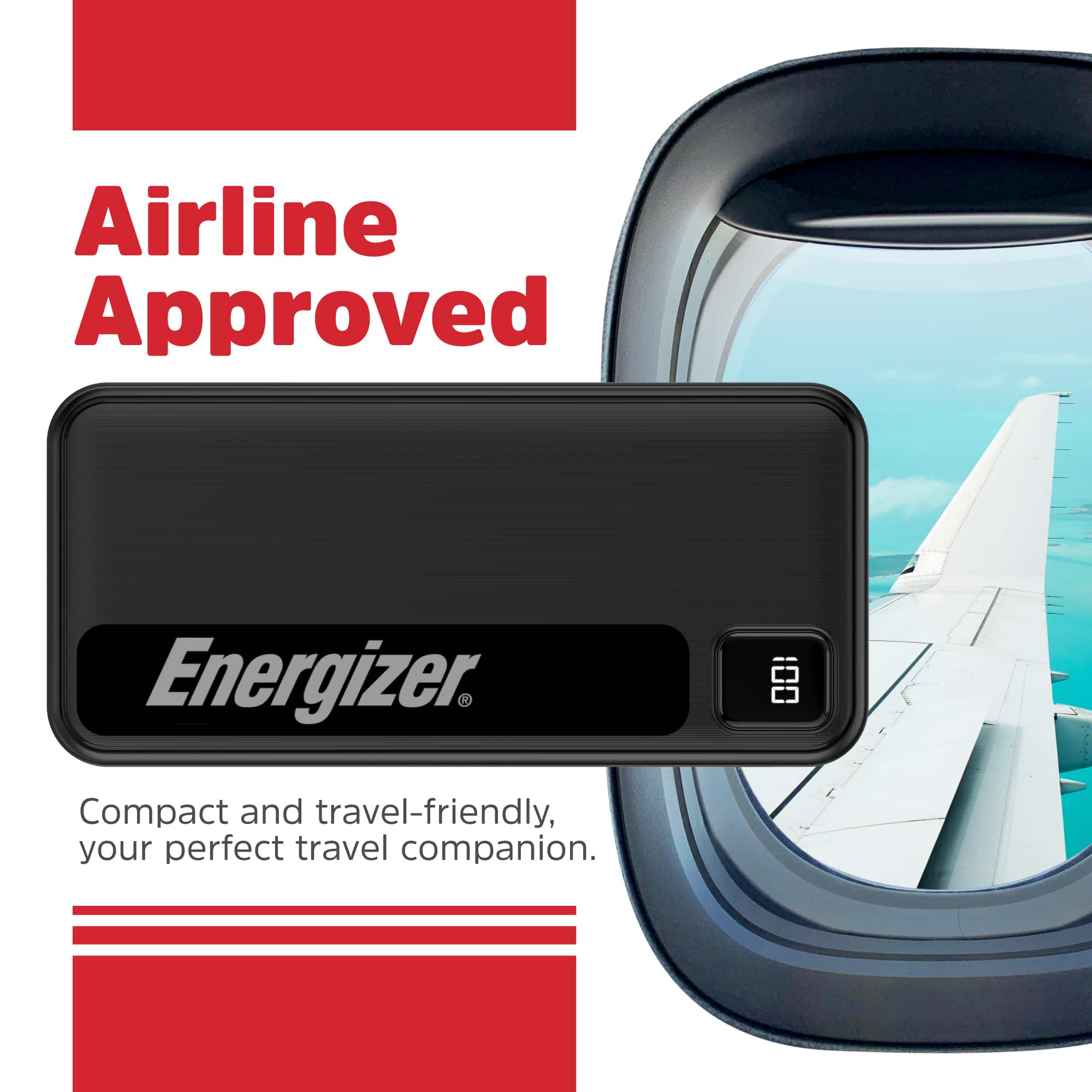 Airline Approved Energizer: Compact and travel-friendly, your perfect travel companion.