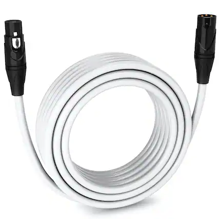 Front. Lyxpro - 50 ft Balanced XLR Cable, Male to Female, 3 Pin Microphone Cable - White.