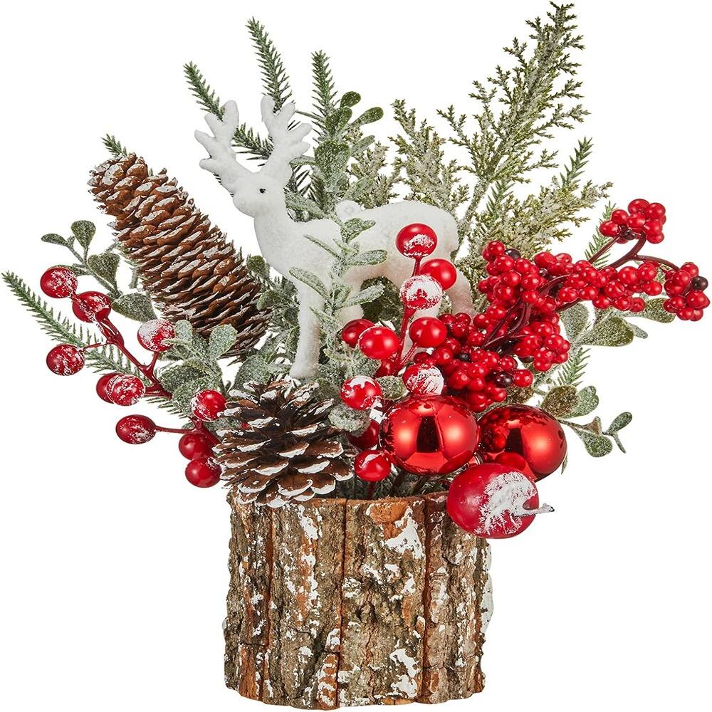 Back. RTMB - “Small Artificial Christmas Tree with Lights and Ornaments” - Stump-red.