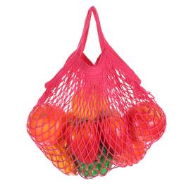 Unique Bargains - Reusable Mesh Produce Bag, Washable Net Portable Fruit Veg Bag, Cotton String Short Handle for Grocery Shopping - Rose Red