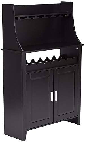 Left. Kings Brand Furniture - Kings Brand Furniture Wood Wine Rack Buffet & Storage Cabinet (Black) - Black.