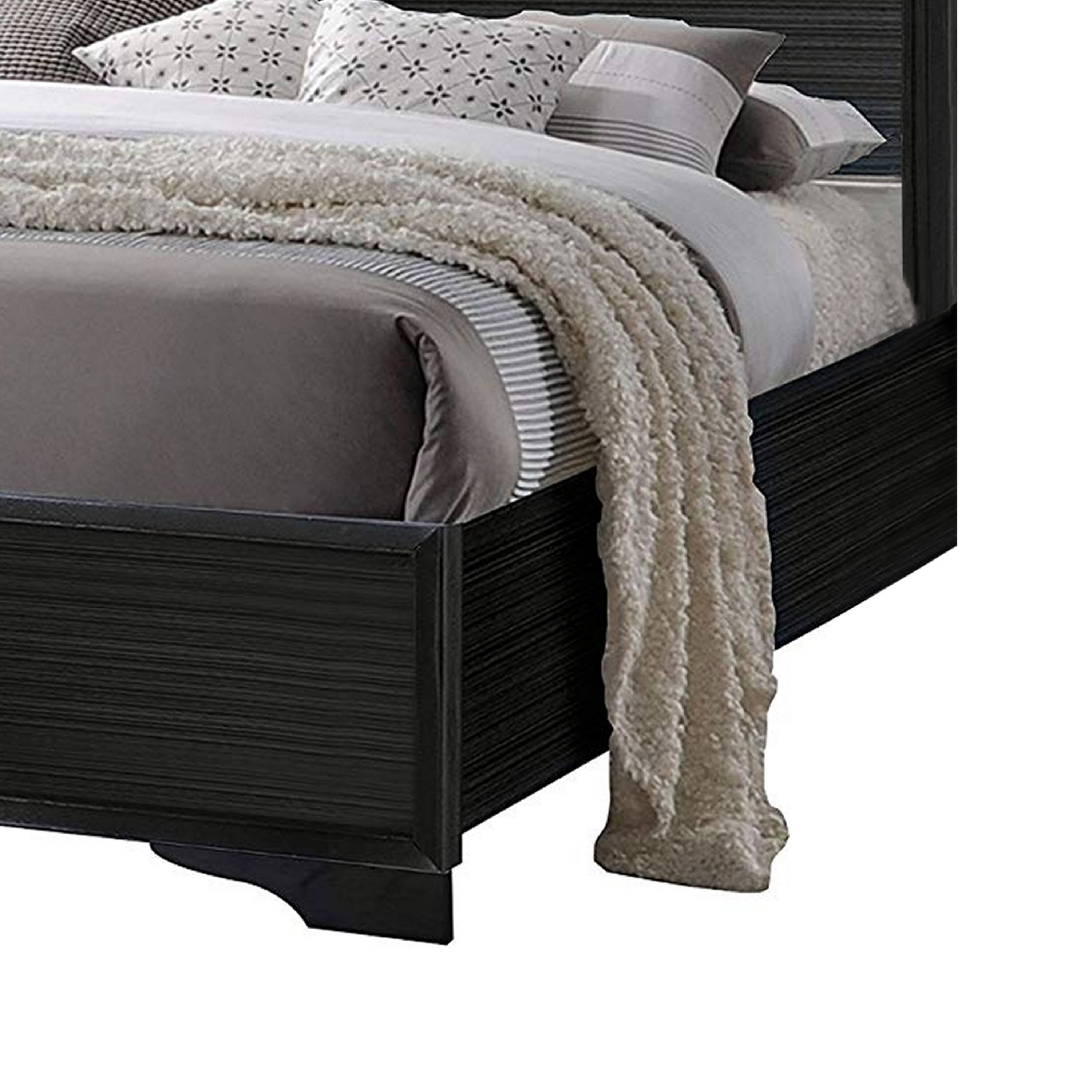 Alt View 3. Manhattan Lane - Wooden Twin Size bed with Bracket Legs and Crystal Accented Headboard, Black - Black.