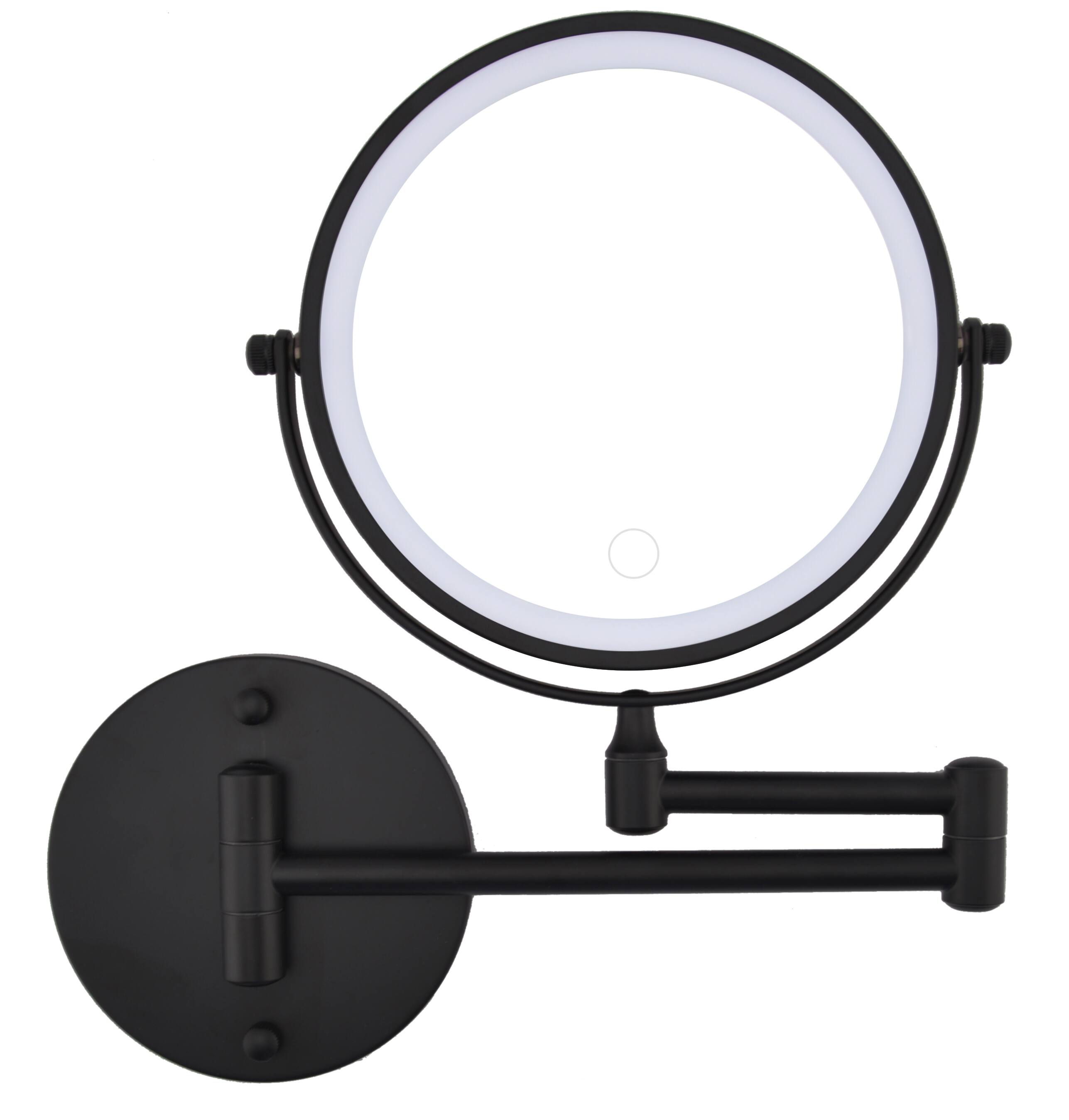 Alt View 5. Bestier - 8in Wall Mounted Makeup Mirror 10X/1X Magnifying Mirror w/ Lights Double-Sided and 360° Rotation Extension - Black.
