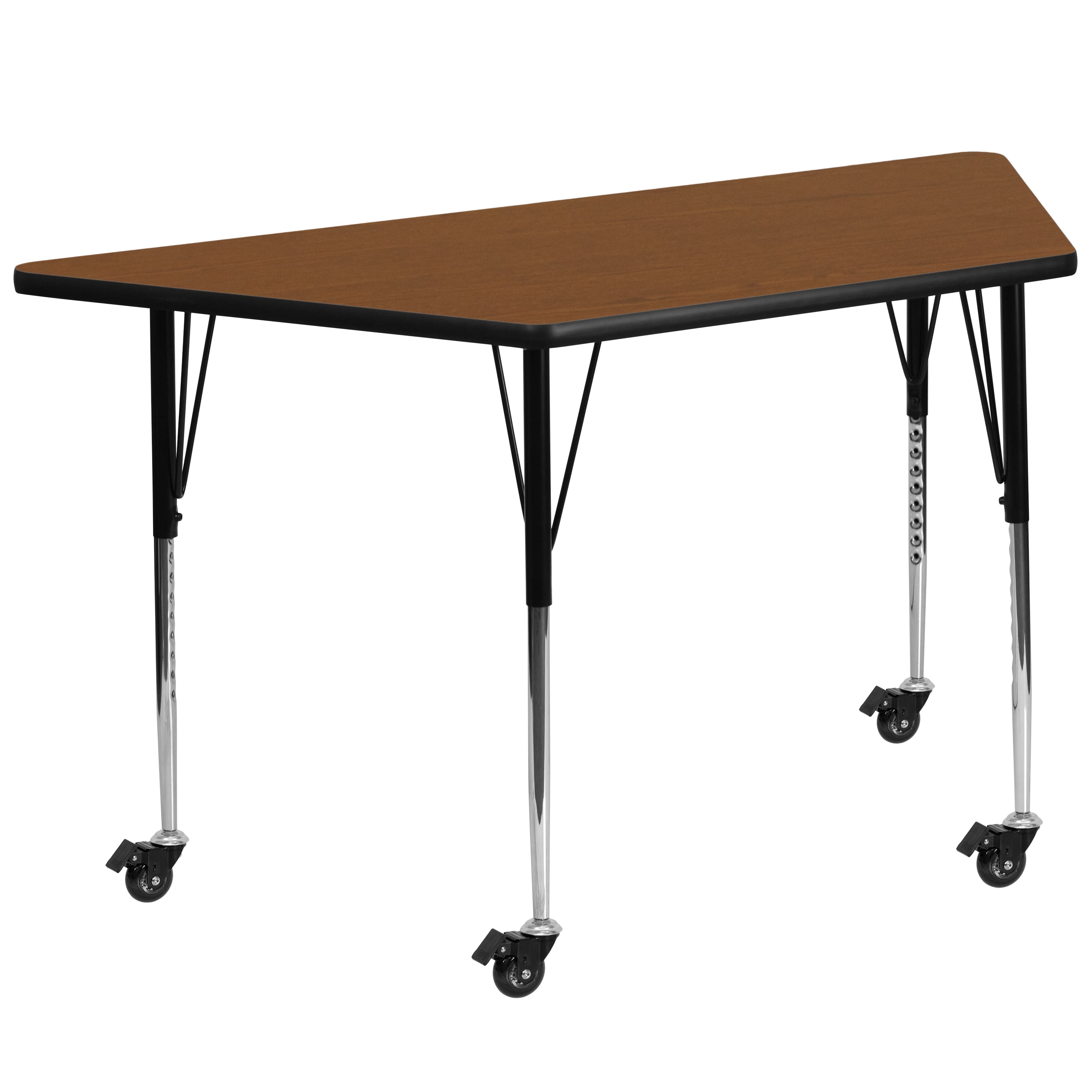 Emma + Oliver - Mobile 22.5x45 Trapezoid HP Laminate Adjustable Activity Table - Oak price history on PriceWatchPro