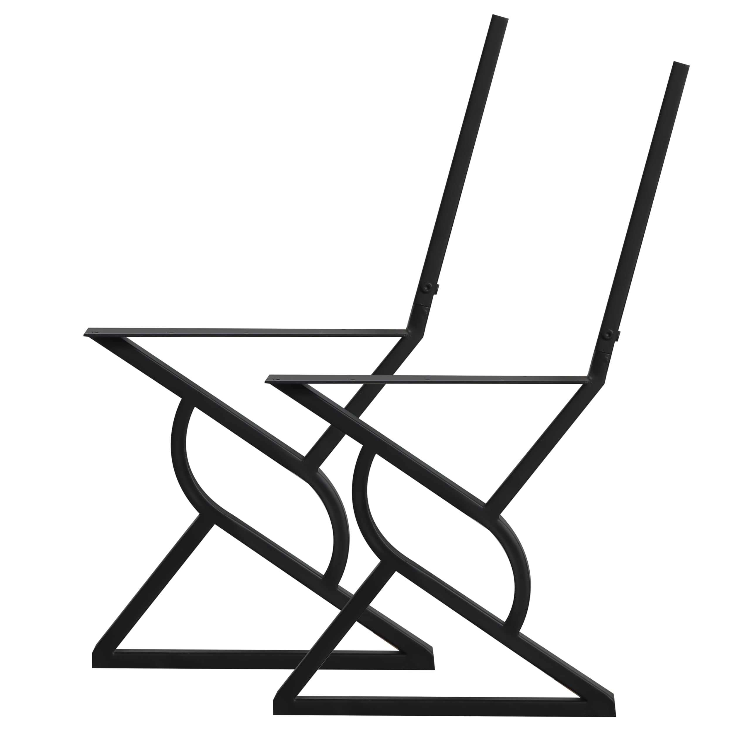 Alt View 5. JETRANSPORT - Bench 16 Inch Triangle Metal Chair Base With Backrest Bracket Set Of 2 Diy Project Suit For Butcher Block - J.